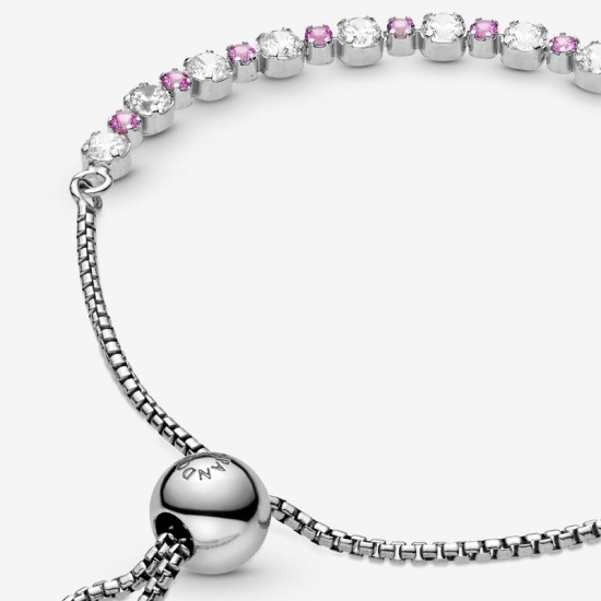 Pandora Bracelet Coulissant éclat Rose & Incolore & Pandora Bijoux Soldes