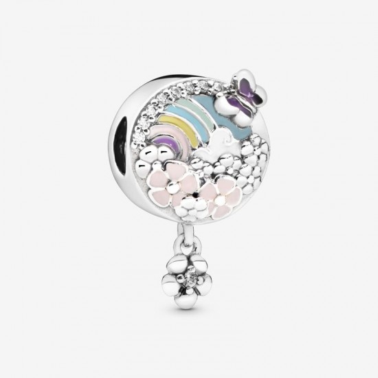 Pandora Charm Pendant Arc-En-Ciel & Fleur & Pandora Bijoux Soldes
